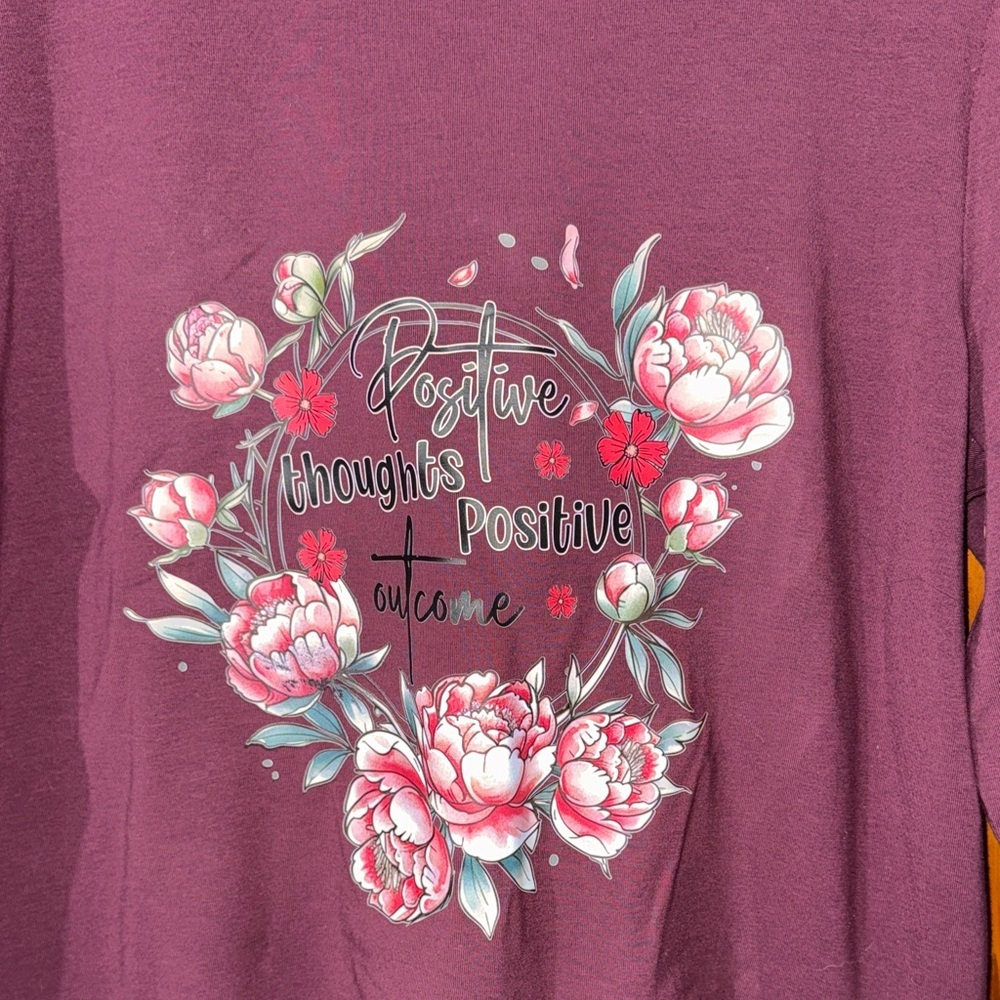 Women's Burgundy Floral Long Sleeve Top - Picture 2 of 5